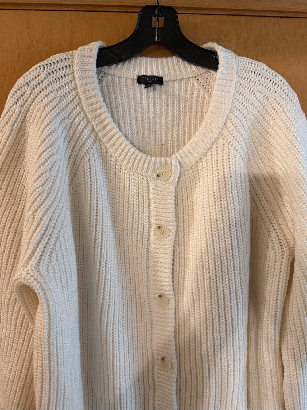Talbots Women’s Shaker Ribbed Button-Front Cardigan Sweater Cream Size 2X - Picture 2 of 7